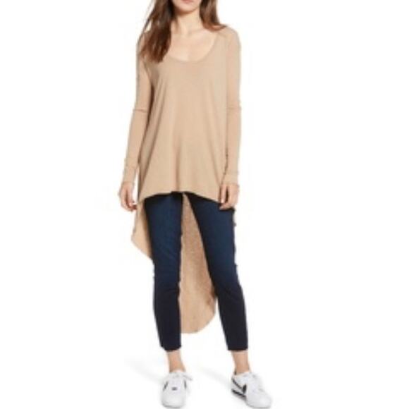 Frank & Eileen Asymmetrical Tunic Tee Long Sleeve Lagenlook Cappuccino SZ M FLAW - Picture 1 of 9